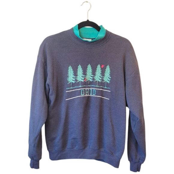 Vintage LEE Navy Blue Ohio Pullover Sweatshirt Size M - Picture 1 of 6